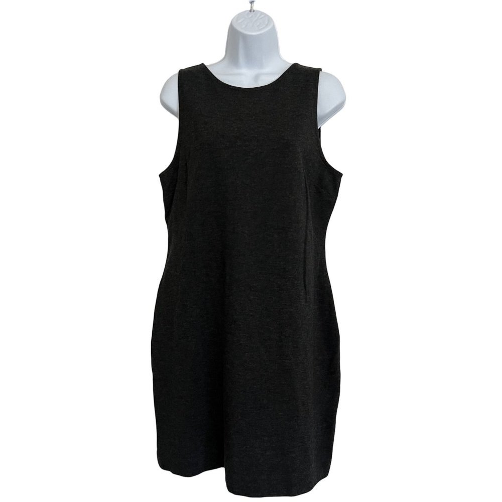 J.CREW Ponte Mini Shift Dress Dark Grey V Back Sleeveless Stretch Size M